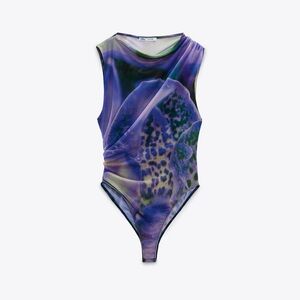 Zara PRINTED TULLE BODYSUIT